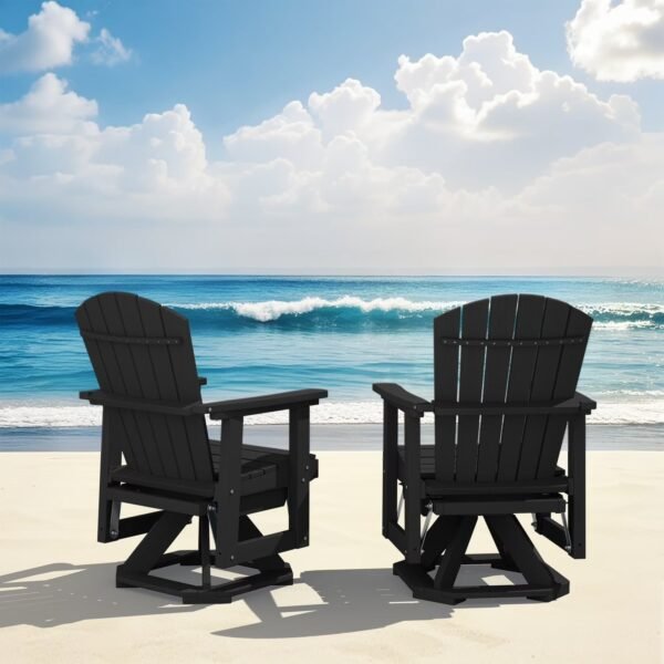 Adirondack Swivel Glider Chair – Black