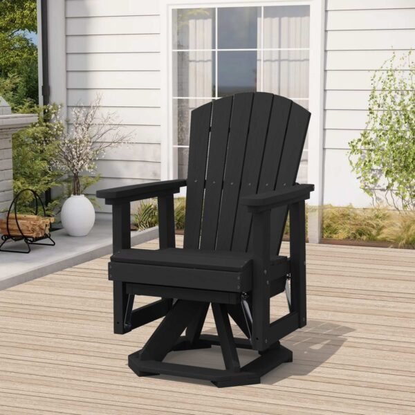 Adirondack Swivel Glider Chair – Black